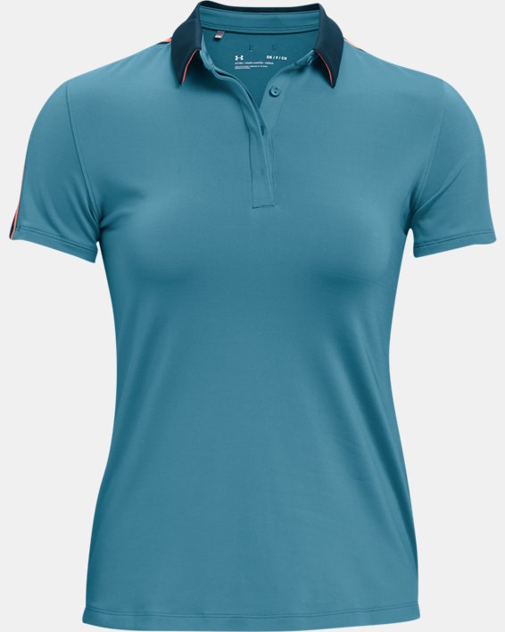 Damen UA Zinger Sleeve Stripe Poloshirt, Blue, pdpMainDesktop image number 5